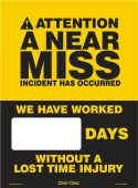 Mini Digi-Day® Magnetic Faces: Attention - A Near Miss Incident Has Occurred - We Have Worked _ Days Without A Lost Time Accident