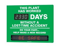 Digi-Day® Moving Message Scoreboard Sign: This Plant Has Worked _Days Without A Lost-Time Accident - Do Your Part...Help Make A New Record