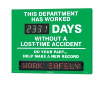 Digi-Day® Moving Message Scoreboard Signs: This Department Has Worked _ Days Without A Lost Time Accident - Do Your Part - Help Make a New Record