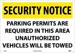 SECURITY NOTICE PERMITS ARE REQUIRED IN THIS AREA SIGN
