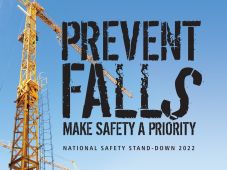 Motivational Poster: Prevent Falls - Make Safety A Priority (National Safety Stand-Down - Blue)