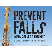 Motivational Poster: Prevent Falls - Make Safety A Priority (National Safety Stand-Down - Blue)