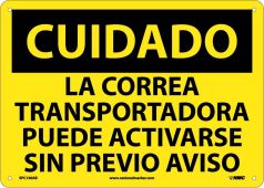 CAUTION EQUIPMENT SAFETY SIGN - SPANISH