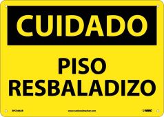 CAUTION SLIPPERY FLOOR SIGN - SPANISH