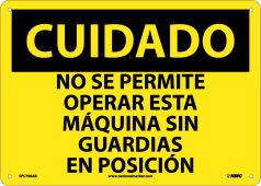 CAUTION CHOCK WHEELS SIGN - SPANISH