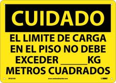 CAUTION FLOOR LOAD LIMIT SIGN - SPANISH