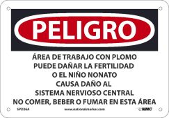 LEAD WORK AREA MAY CAUSE CANCER SIGN - SPANISH
