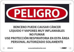 BENZENE MAY CAUSE CANCER HIGHLY SIGN - SPANISH