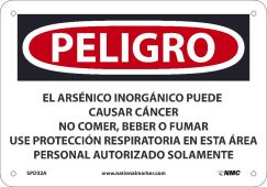 INORGANIC ARSENIC MAY CAUSE CANCER SIGN - SPANISH