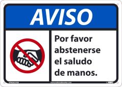 NOTICE PLEASE REFRAIN FROM SHAKING HANDS, SPANISH 