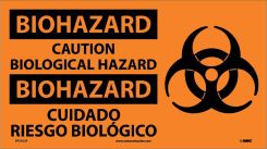 BIOHAZARD CAUTION BIOLOGICAL HAZARD SIGN - BILINGUAL