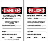 Barricade Danger Status Tag: Barricade Tag - Potential Hazard - Responsible Person