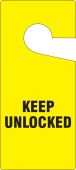 Door Knob Safety Tag: Keep Unlocked