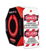 Bilingual OSHA Danger Tags By-The-Roll: Locked Out Do Not Operate
