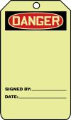 Glow OSHA Danger Safety Tag: Blank