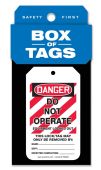Box of Tags: OSHA Danger - Do Not Operate - Equipment Locked Out