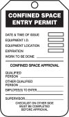 Confined Space Status Safety Tag: Confined Space Entry Permit