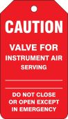 Caution Safety Tag: Valve For Instrument Air