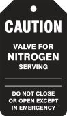 Medical Gas Safety Tag: Valve For Nitrogen Serving