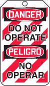 Spanish (Mexican) Bilingual OSHA Danger Safety Tag: Do Not Operate