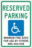 STATE HANDICAPPED RESERVED PARKING SIGN NEVADA