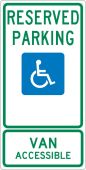 STATE HANDICAPPED RESERVED PARKING VAN ACCESSIBLE TEXAS SIGN