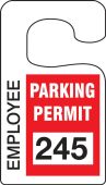 Standard Vertical Hanging Parking Permit: Employee Parking Permit