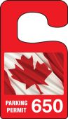 VERTICAL HANGING TAGS: PARKING PERMIT - CANADIAN PRIDE FLAG