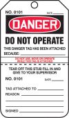 OSHA Danger Safety Tag: Do Not Operate - Perforated