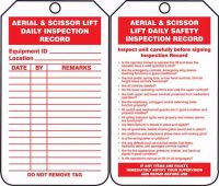Scaffold Status Safety Tag: Aerial & Scissor Lift Daily Inspection Record