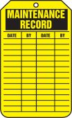 Equipment Status Safety Tag: Maintenance Record