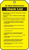 Air Mask Status Safety Tags: Air Mask Maintenance Check List