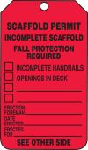 Scaffold Status Safety Tag: Scaffold Permit- Incomplete Scaffold