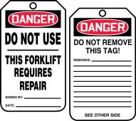 Forklift Status Safety Tag: Danger- Do Not Use