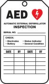 Jumbo AED Status Safety Tag: Automatic External Defibrillator Inspection