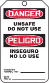 Bilingual OSHA Danger Lockout Tag: Unsafe - Do Not Use