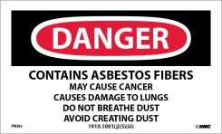 DANGER CONTAINS ASBESTOS HAZARD WARNING LABEL