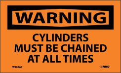 WARNING CYLINDERS MUST BE CHAINED AT ALL TIMES LABEL