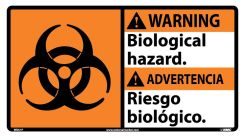 WARNING BIOLOGICAL HAZARD SIGN - BILINGUAL