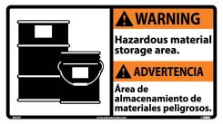 WARNING HAZARDOUS MATERIAL STORAGE AREA SIGN - BILINGUAL