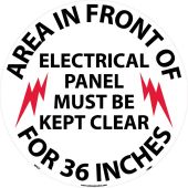 AREA IN FRONT OF ELECTRICAL PANEL WALK ON FLOOR SIGN