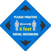 SOCIAL DISTANCING WALK ON FLOOR SIGN, BLUE