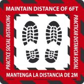 MAINTAIN DISTANCE 6FT, RED, ENG/ESP