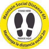 SOCIAL DISTANCING, STAND HERE, FLOOR SIGN, ENG/ESP