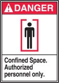 ANSI Danger Safety Sign: Confined Space - Authorized Personnel Only