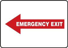 Safety Sign: Emergency Exit (White Text In Left Red Arrow)
