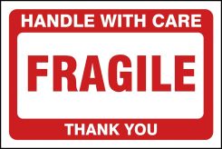 International Shipping Label: Handle with Care Fragile Thank You