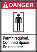 ANSI Danger Safety Sign: Permit Required - Confined Space - Do Not Enter