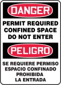 Bilingual OSHA Danger Safety Sign: Permit Required - Confined Space - Do Not Enter