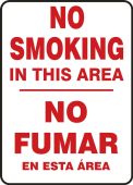Spanish Bilingual Smoking Control Sign: No Smoking - This Area